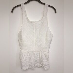 NWT American Eagle White Lace Trimmed Cotton Tank Top size M Medium​​